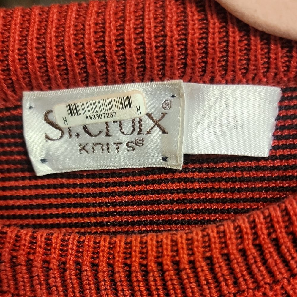 St. Croix Knits Red Striped Crewneck Sweater XL | Oversized Classic Knit - Picture 3 of 9